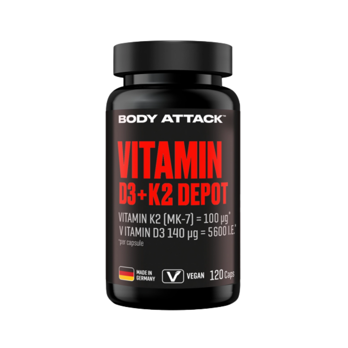 Body Attack Vitamin D3 + K2 Depot – 120 Kapseln
