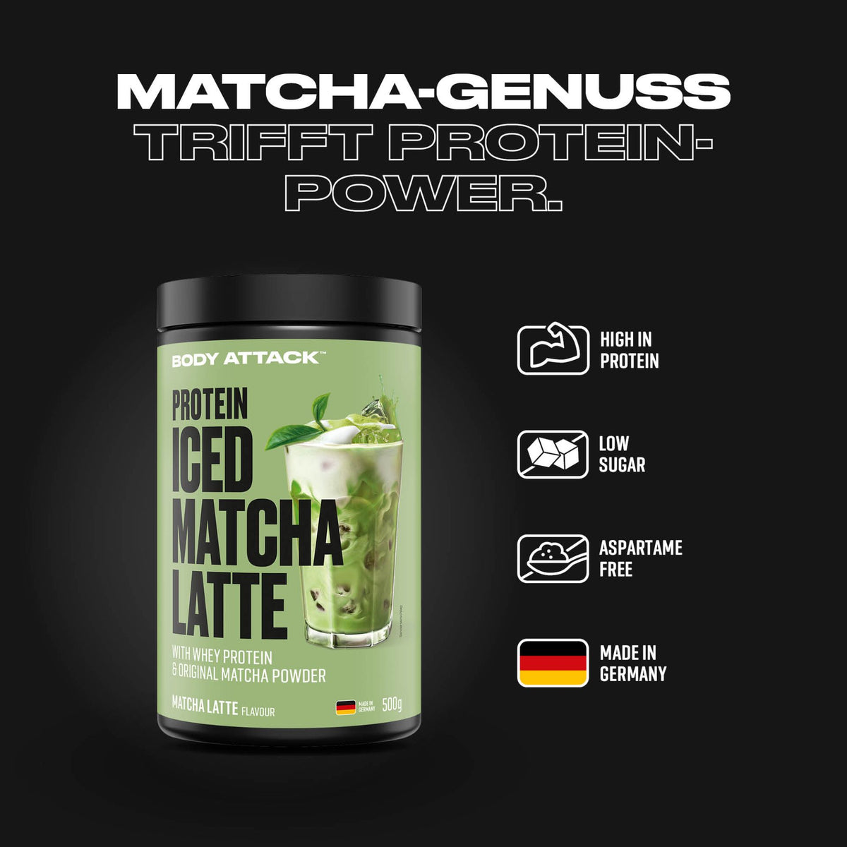 Body Attack Protein Iced Matcha Latte – 500 g