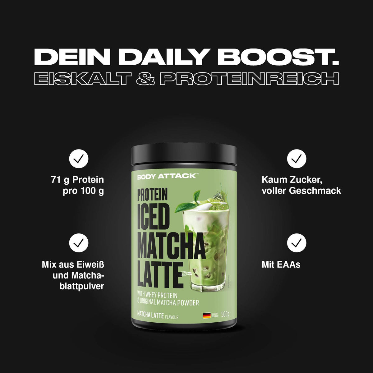 Body Attack Protein Iced Matcha Latte – 500 g