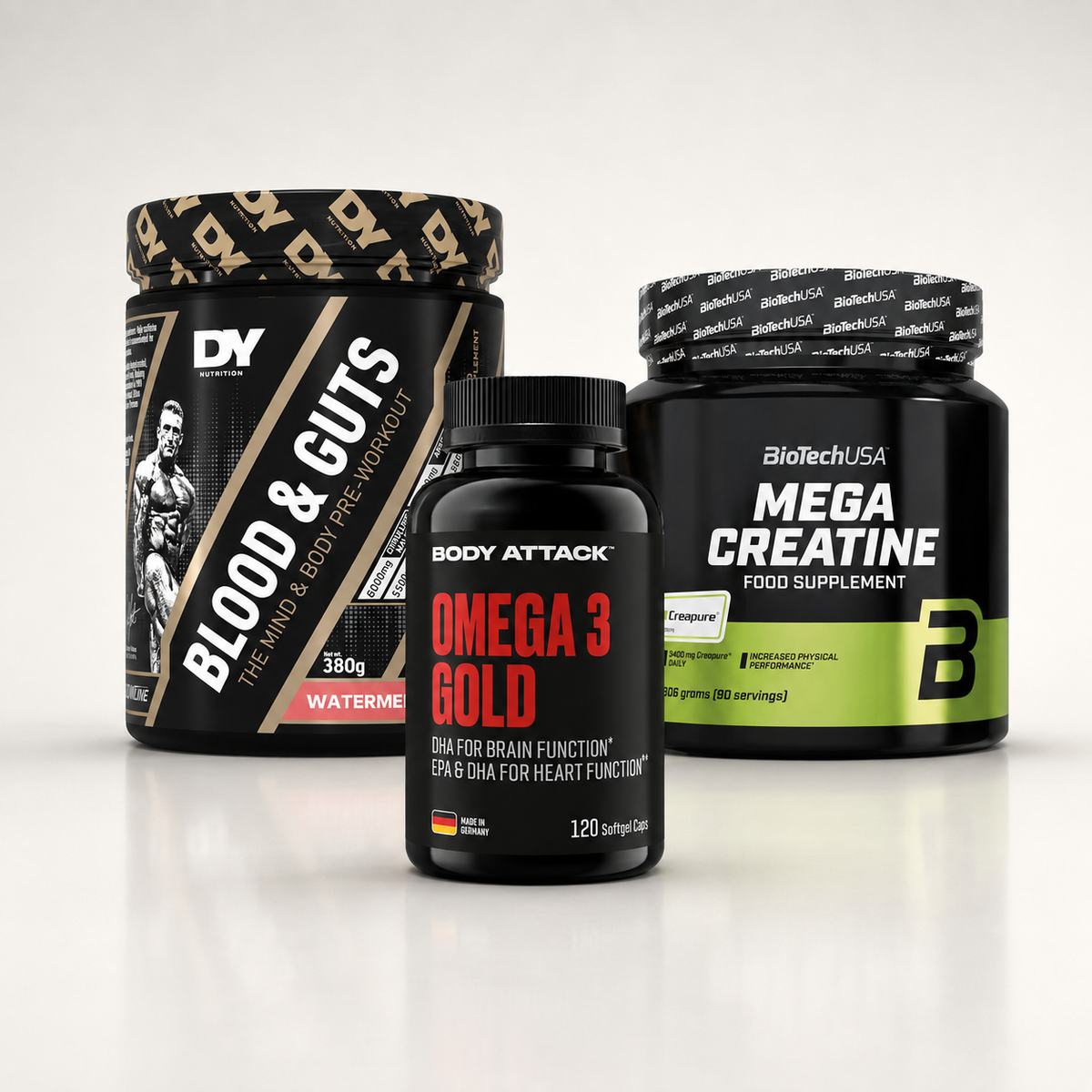 Bundle mit Pre-Workout, Omega-3 und Kreatin